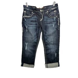 Rock Revival Womens Size 27 Stephanie Easy Capri Dark Denim